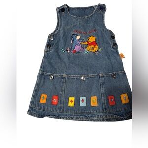 Winnie the Pooh Vintage over alls denim dress size 3T